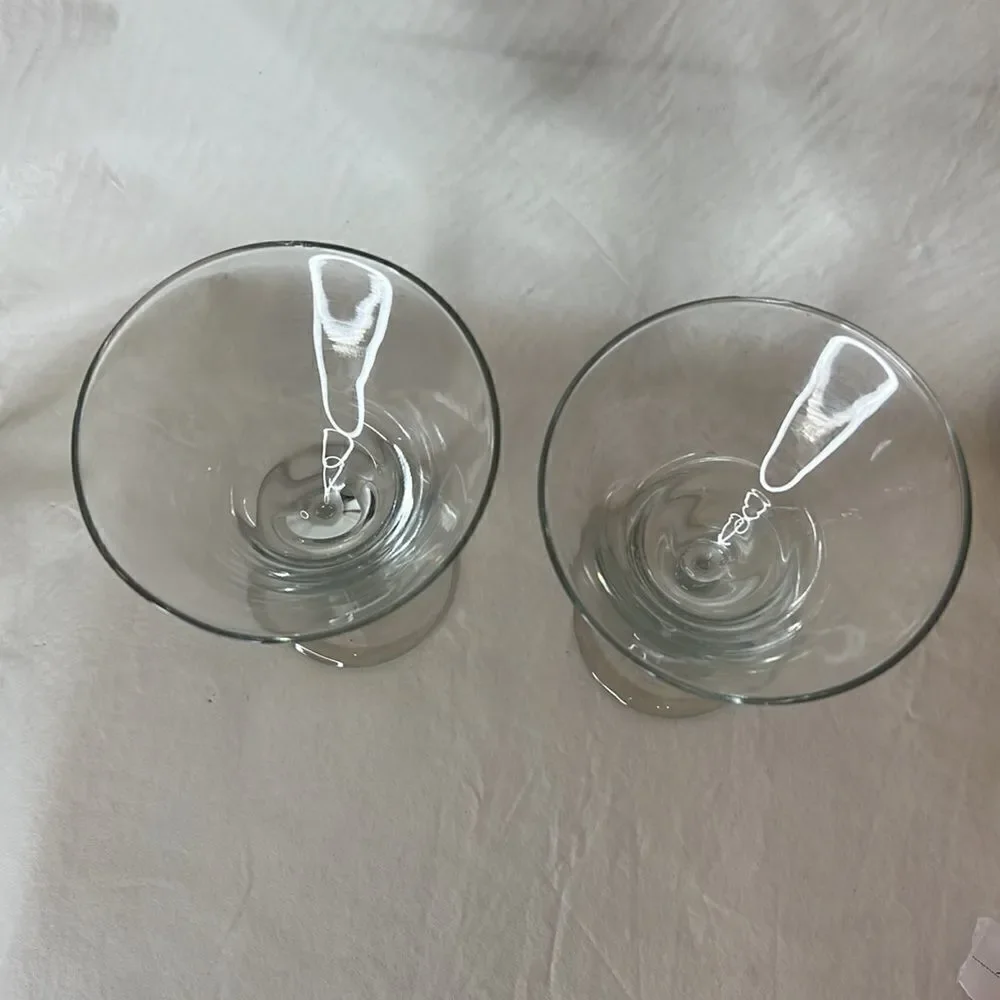 Martini Glasses 4 1/4 Inches Round 6 1/2 Inches Tall 10 Ounces Each Set 2 Used